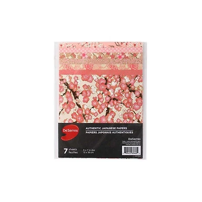 Ens. 7 papiers japonais rose - 5x5po
