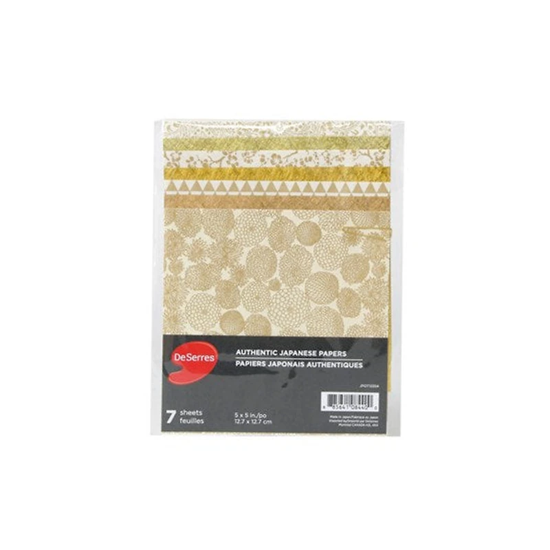 Ens. 7 papiers japonais doré - 5x5po