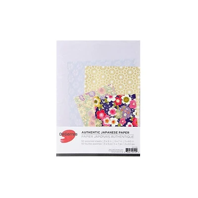 Ens. 50 papiers japonais mix mauve - 6x9po