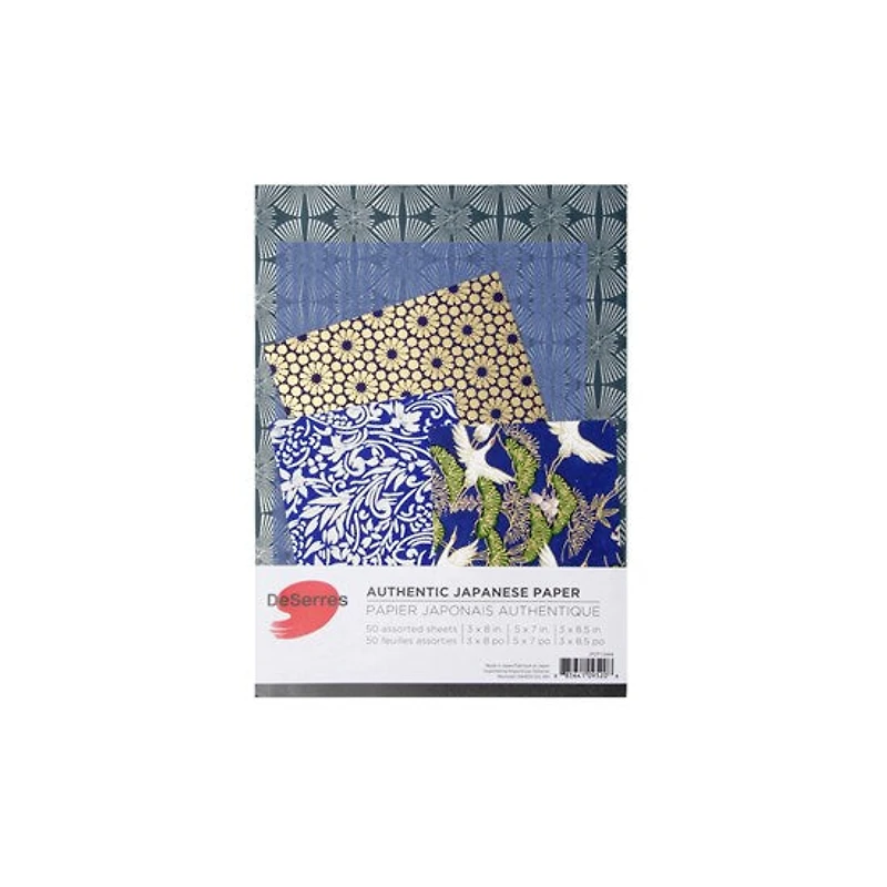 Ens. 50 papiers japonais mix bleu - 6x9po