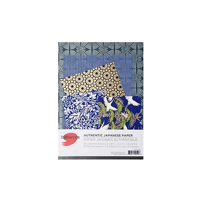 Ens. 50 papiers japonais mix bleu - 6x9po
