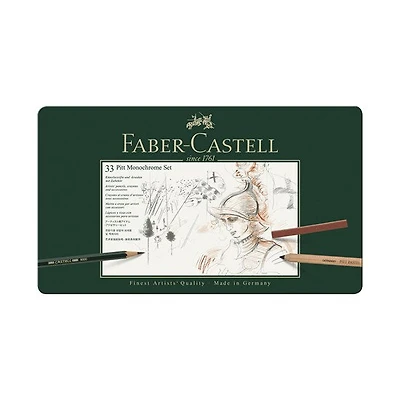 Ens. 33 pièces crayons et fusains pitt monochrome