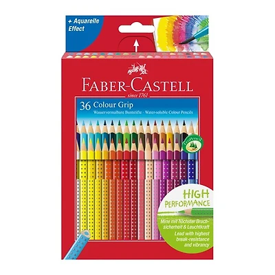Ens. 36 crayons aquarellable grip couleurs assorties