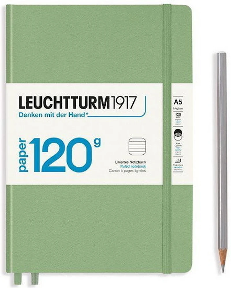 Cahier de notes ligné a5 203p 120g sauge