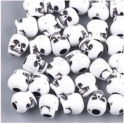 Pqt 50 perles crânes noir et blancs