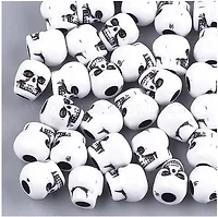 Pack of 50 Black and White Skull Beads