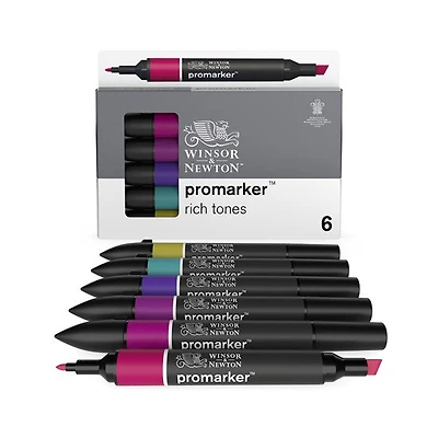 Ens. 6 marqueurs promarker double pointe tons riches