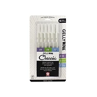 Set of 6 gel pens gelly roll white assorted tips