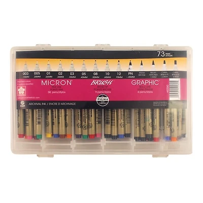 Ens. 73 feutres pigma couleurs assorties