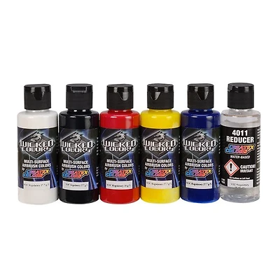 Ens. 6 couleurs pour aérographe wicked détail - 59ml