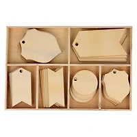 Ens. 36 étiquettes en bois