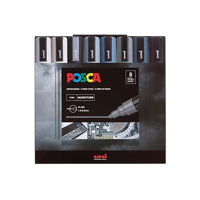 Ens. 8 marqueurs posca pc-5m tons mono