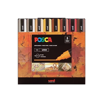 Ens. 8 marqueurs posca pc-5m tons chaud
