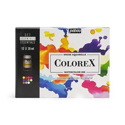 Ens encres aquarelle - colorex - 12x20ml - essentiels