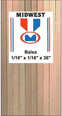 Balsa Wood - 0.0625 X 36 X 0.0625 INCHES