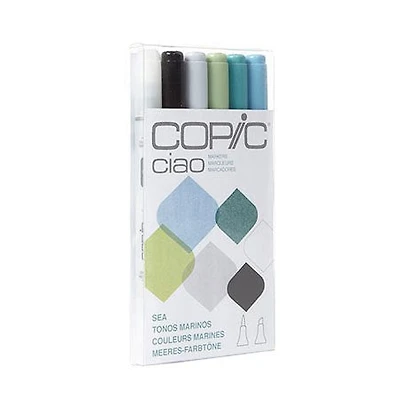 Ens. 6 marqueurs copic ciao couleurs marines