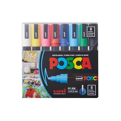 Ens. 8 marqueurs posca pc-5m classiques