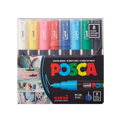Set of 8 Posca Marker Pc-1M Classic