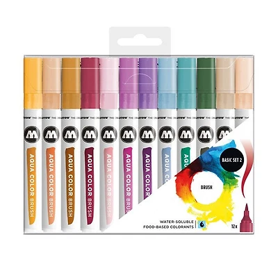 Ens. 12 marqueurs pinceaux aqua color base no. 2