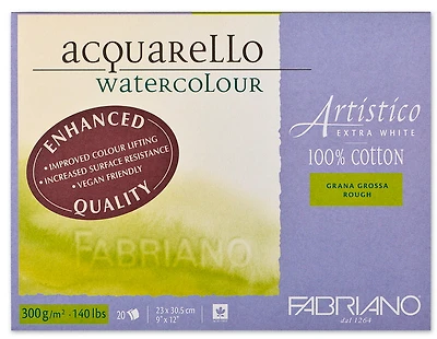 Papier aquarelle artistico - extra blanc - torchon inch - 9 x 12 pouces grampersquaremeter