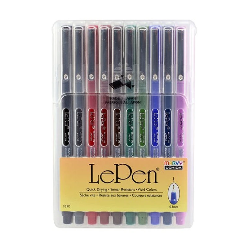 10 Feutres fins - lepen - 0.3mm - couleurs eclatantes