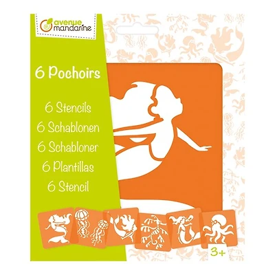 6-Pack Stencils - Mermaids & Sea Creatures