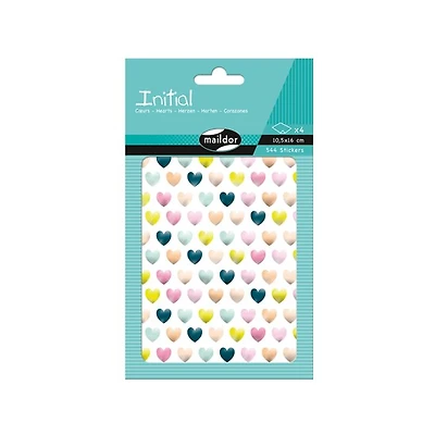 Initial Stickers : Metallic Hearts