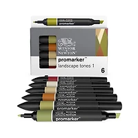 Ens. 6 marqueurs promarker double pointe tons paysage