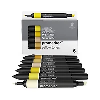 Ens. 6 marqueurs promarker double pointe tons jaune