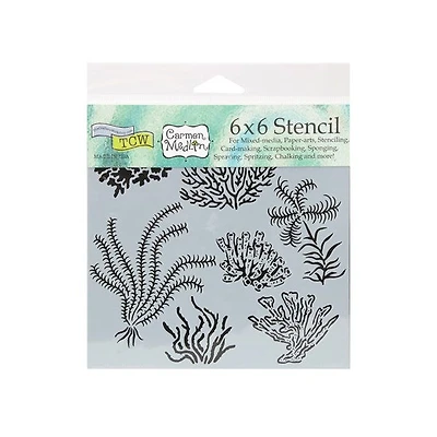 Pochoir fleurs bord de mer- 6x6po