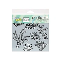 Pochoir   fleurs bord de mer- 6x6po