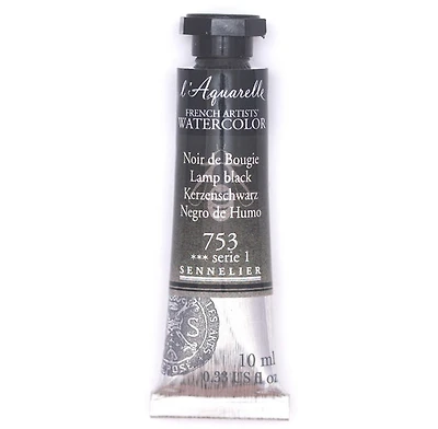 Aquarelle tube - 10ml - noir de bougie - s1