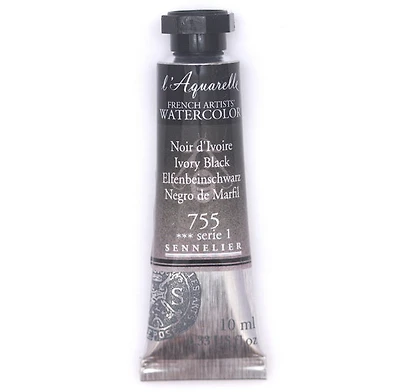 Aquarelle tube - 10ml - noir d'ivoire - s1
