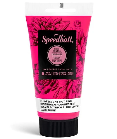 Encre linogravure - rose fluo - 8oz