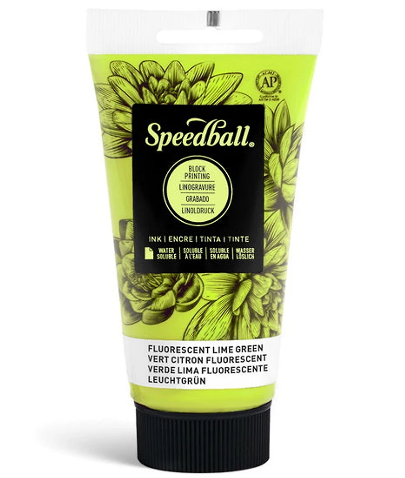 Encre linogravure - vert fluo - 8oz