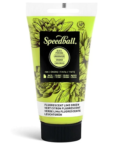 Encre linogravure - vert fluo - 8oz