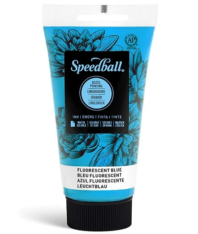 Encre linogravure - bleu fluo - 8oz