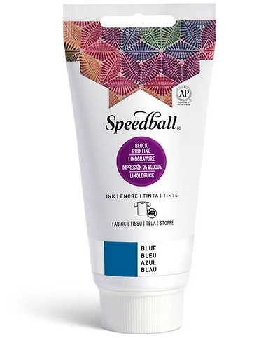 Encre linogravure - tissu - bleu - 8oz