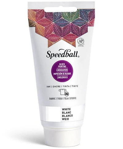 Encre linogravure - tissu - blanc - 8oz