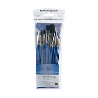 Ens. 10 pinceaux en taklon noir ronds/lavis