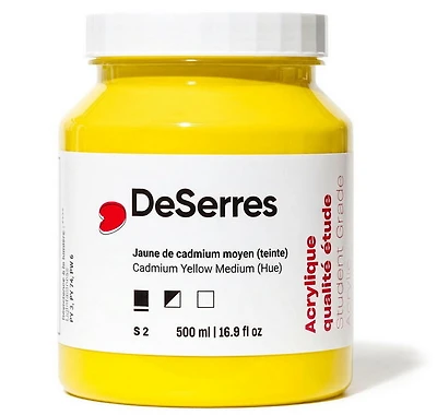 Acrylique étude jaune cadmium moyen imitation - 500ml