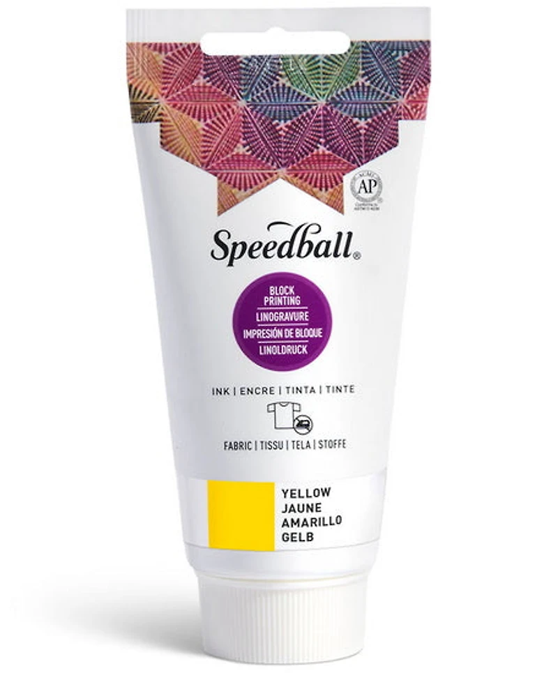 Encre linogravure - tissu - jaune - 8oz