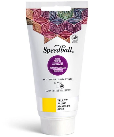Encre linogravure - tissu - jaune - 8oz