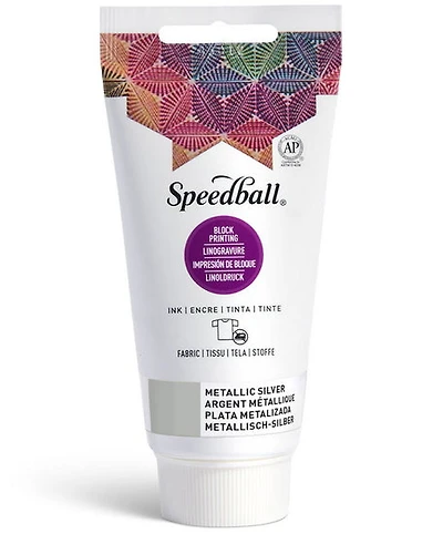 Encre linogravure - tissu - argent - 8oz