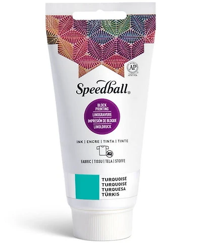Encre linogravure - tissu - turquoise - 8oz