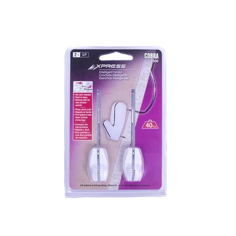 Ensemble de crochets xpress® - blanc, 2 morceaux