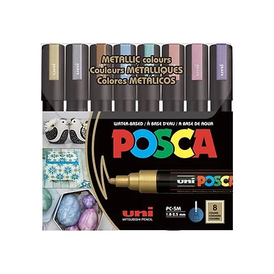 Ens. 8 marqueurs posca pc-5m métalliques