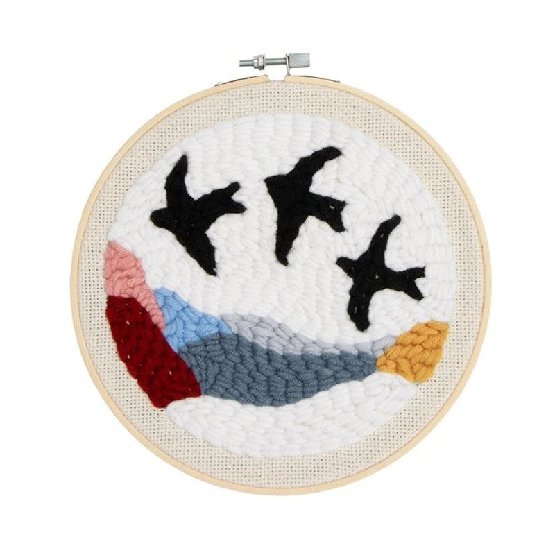 Ens. broderie au poinçon oiseaux