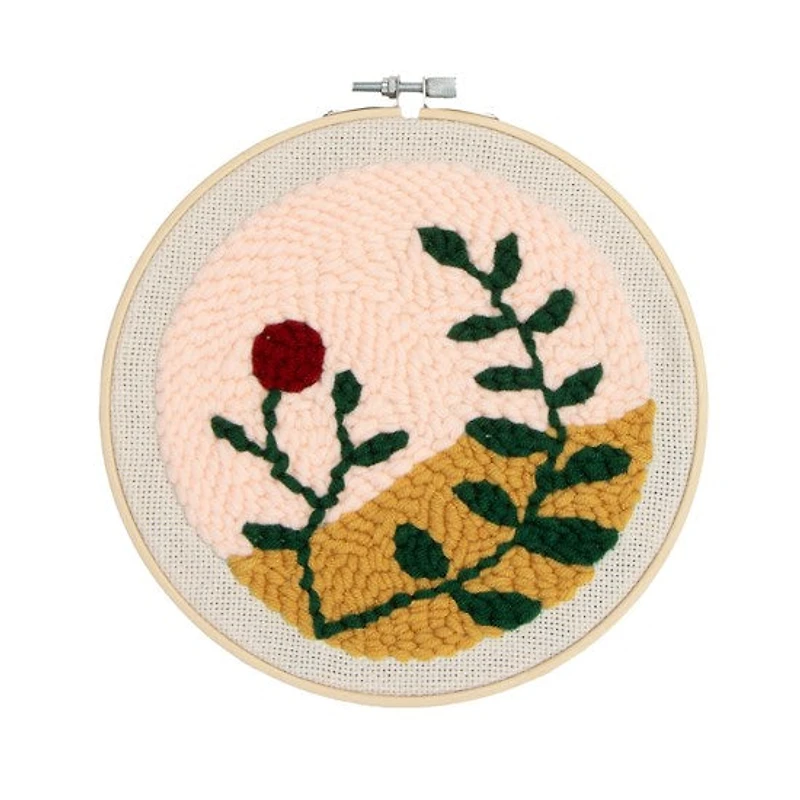 Ens. broderie au poinçon branche fleurie