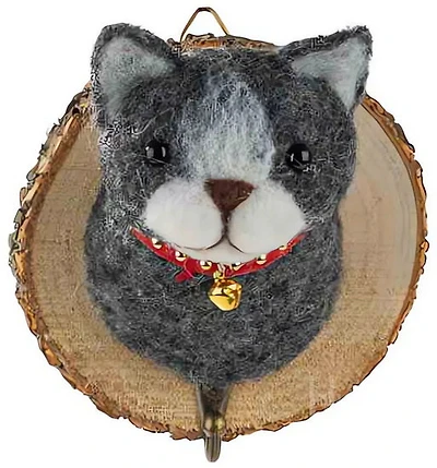 Wooden Hook - Cat Head, 14 cm